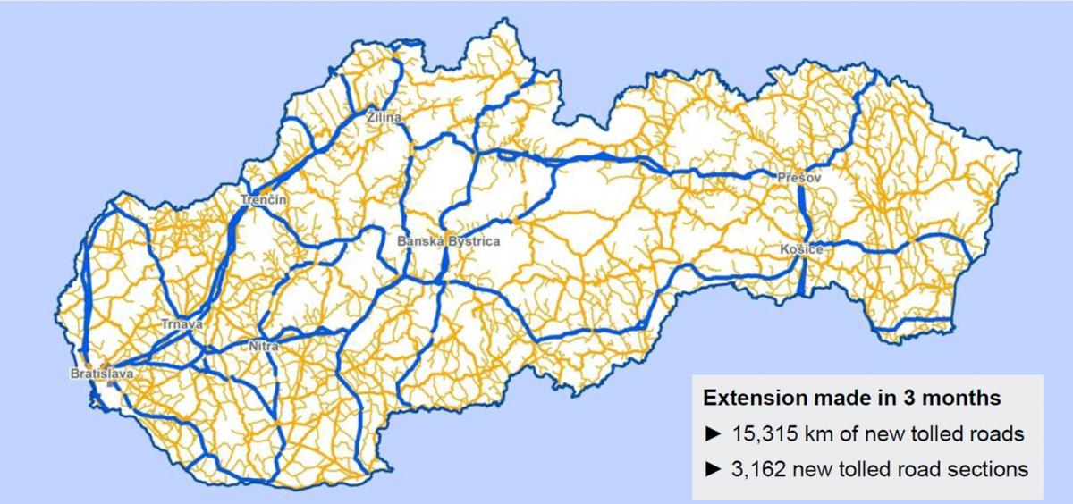 Rapid extention in Slovakia using GNSS for tolling