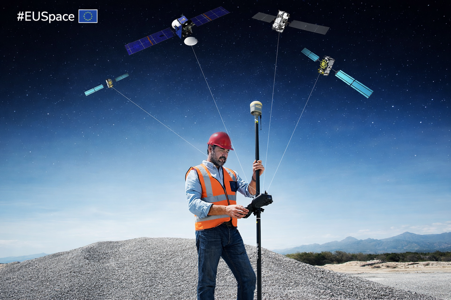 Surveying with GNSS on construction site