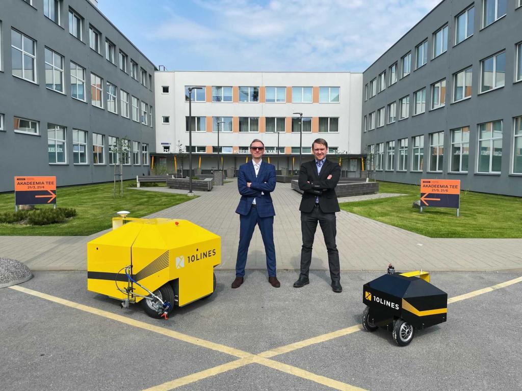 The masterminds of 10Lines, Tarmo Prints and Janno Paas together with their autonomous robots. The masterminds of 10Lines, Tarmo Prints and Janno Paas together with their autonomous robots.