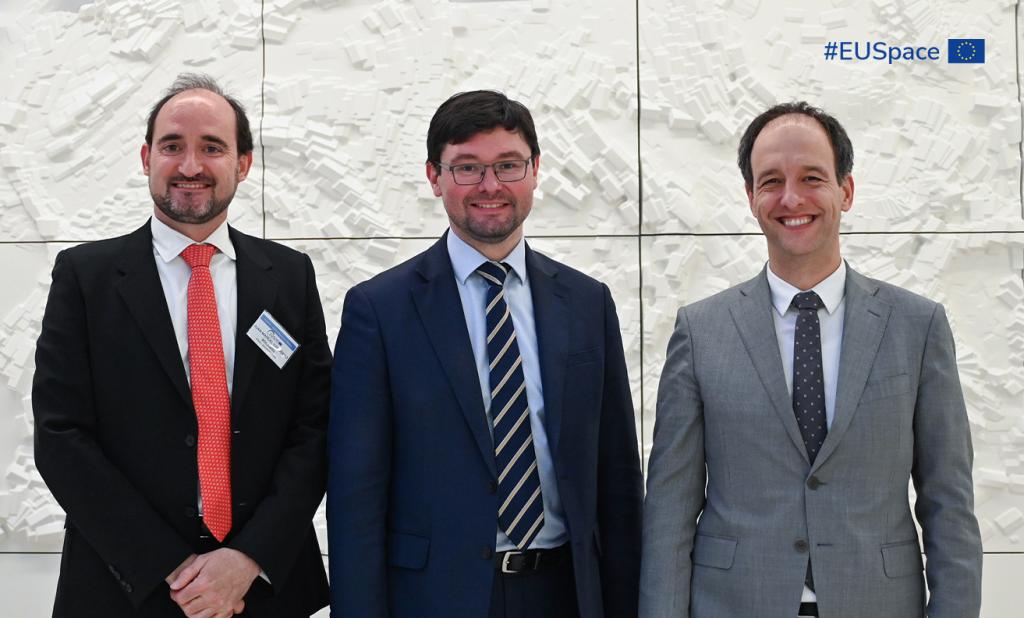 EUSPA Executive Director Rodrigo da Costa with Václav Kobera and Juan Manuel Codosero Bolaños, reappointed as Chair and Deputy Chair of the Administrative Board.