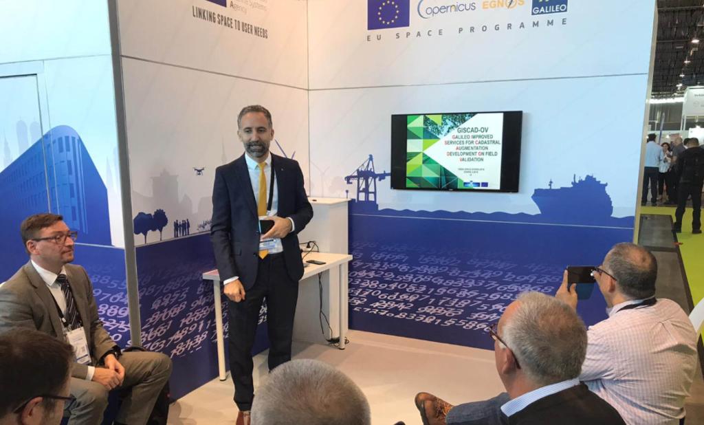 GSA Market Development Innovation Officer Eduard Escalona speaking at the InterGEO Galileo workshop