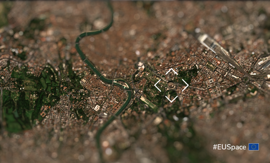The Colosseum, Rome, as captured by Copernicus Sentinel-2 Satellite. Credit: European Commission The Colosseum, Rome, as captured by Copernicus Sentinel-2 Satellite. Credit: European Commission