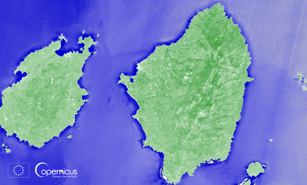 Greek island of Naxos from #EUspace! Photo taken by Copernicus Sentinel-2 Greek island of Naxos from #EUspace! Photo taken by Copernicus Sentinel-2