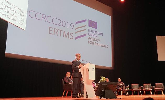 GSA Executive Director Carlo des Dorides speaking at the #CCRCC2019 ERTMS Conference