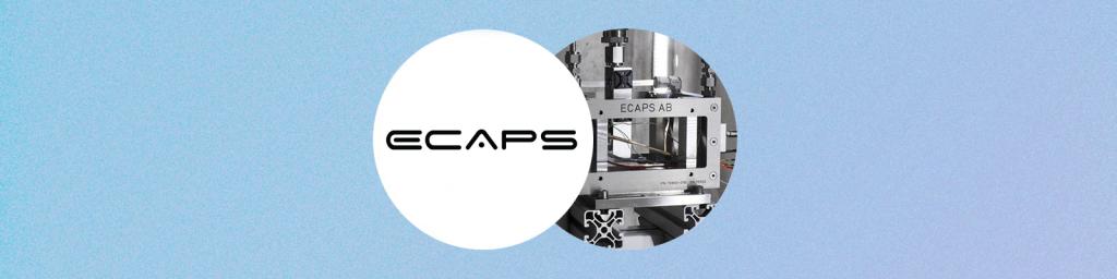 ECAPS logo and a view of ECAPS AB propulsion hardware.