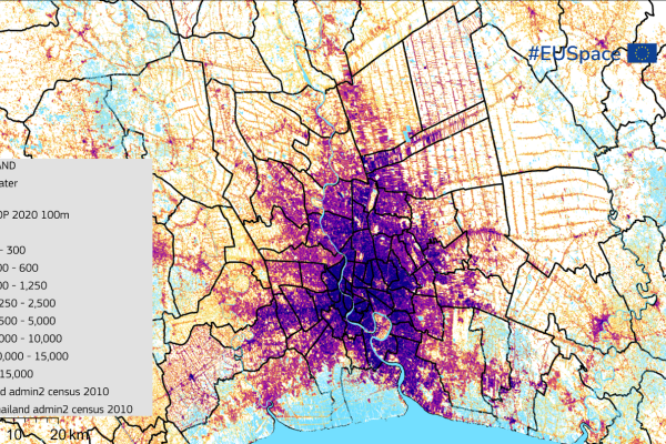 Detailed map showing diverse land uses, enhanced by Copernicus dataset for better U-space risk mitigation.