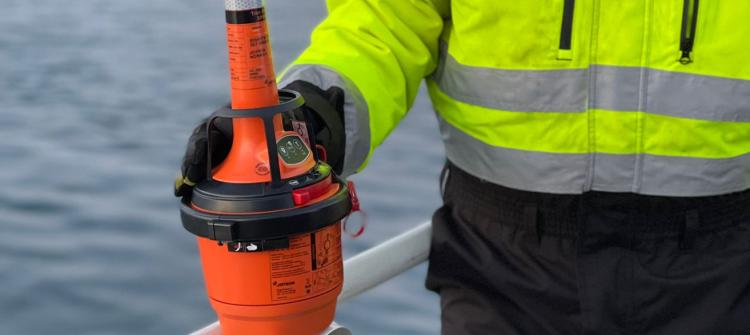Radio beacon shown in a search and rescue operation