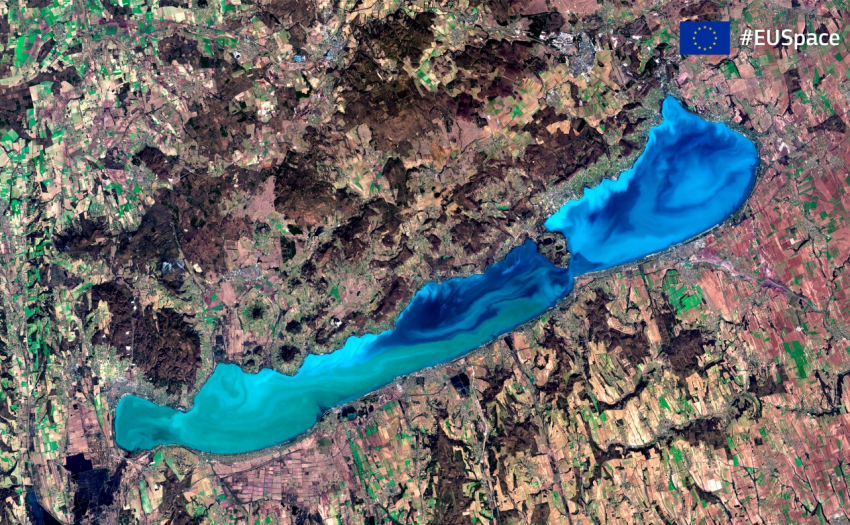 Lake Balaton, as captured by Copernicus Sentinel-2 imagery. Credit: European Union