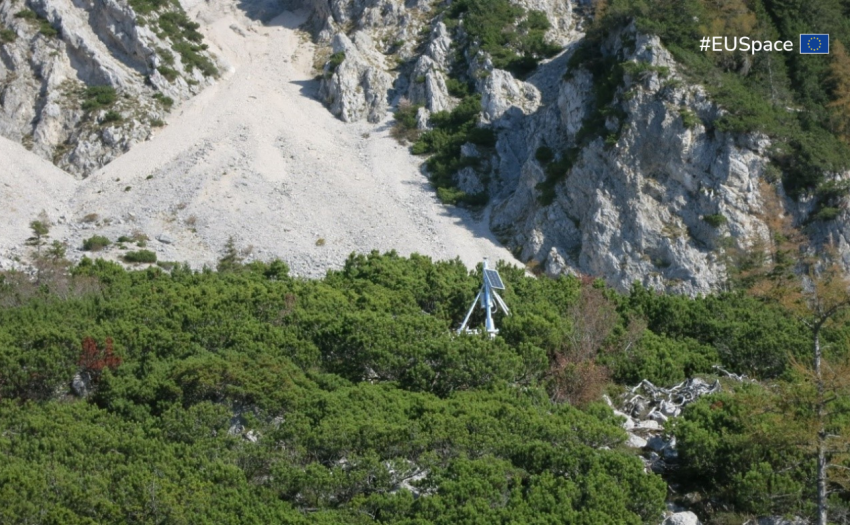 One of the GIMS station deployed on the landslide over Koroška Bela