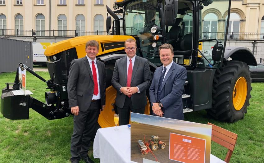 MEP Franc Bogovič, COPA-COGECA Secretary General Pekka Pesonen and GSA Executive Director Carlo des Dorides at Agriculture and Space Day in Brussels.