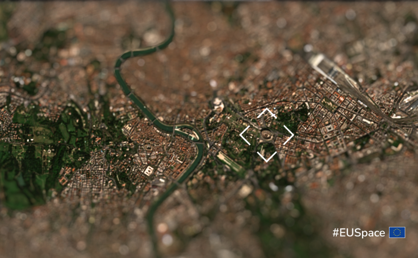 The Colosseum, Rome, as captured by Copernicus Sentinel-2 Satellite. Credit: European Commission