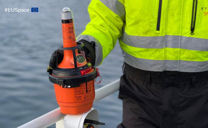 Radio beacon shown in a search and rescue operation