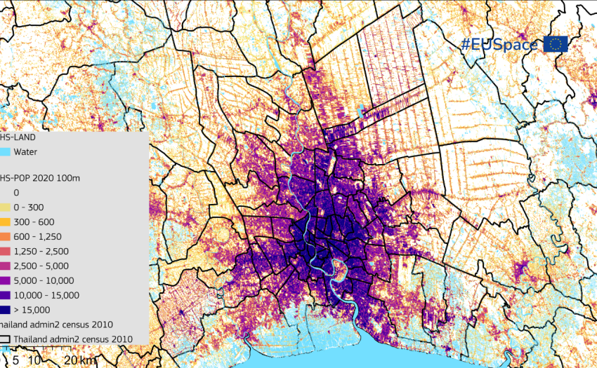Detailed map showing diverse land uses, enhanced by Copernicus dataset for better U-space risk mitigation.