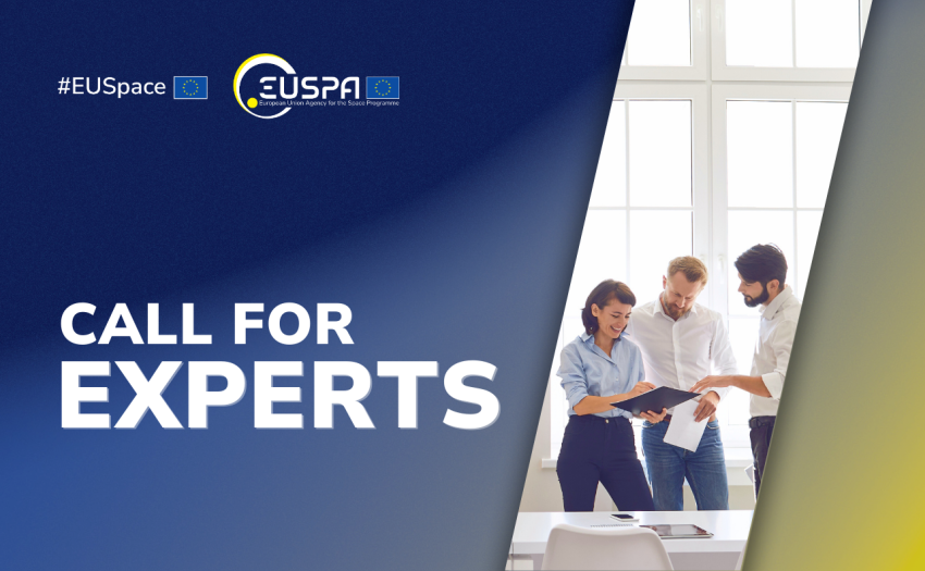 blue and yellow banner with text: call for experts